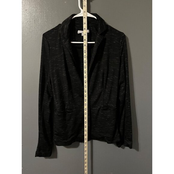 Olivia Moon Black Textured Knit Blazer XS Womens Single Button - Picture 2 of 4